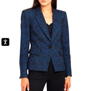 Veronica Beard Melvin Glen Plaid Blue and Black Dickey Blazer Size 00